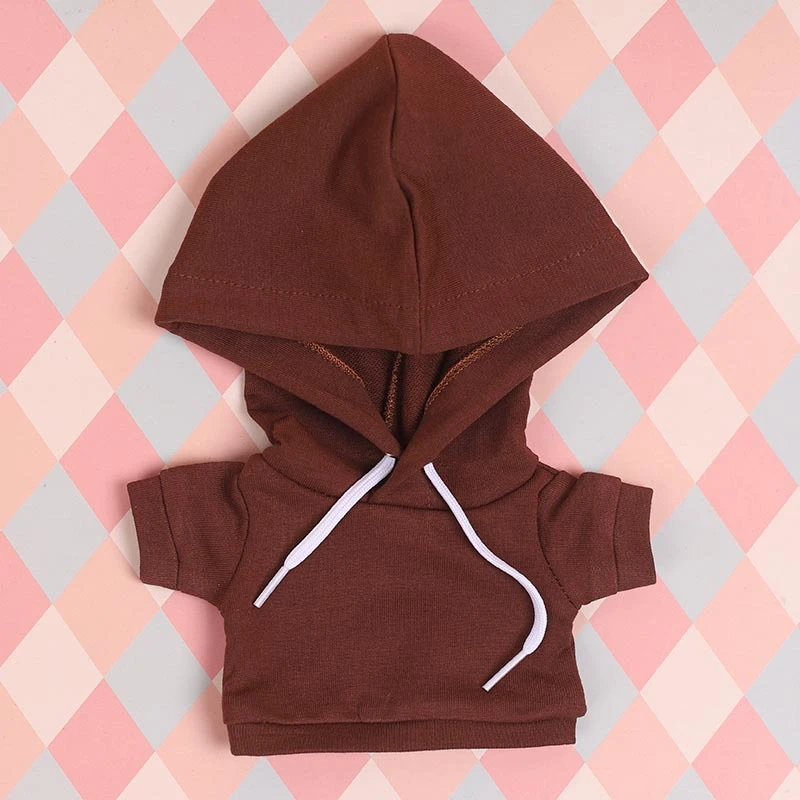 Blank Mini Doll Hoodies — Dark brown hoodie no-logo hooded pocket-free single piece