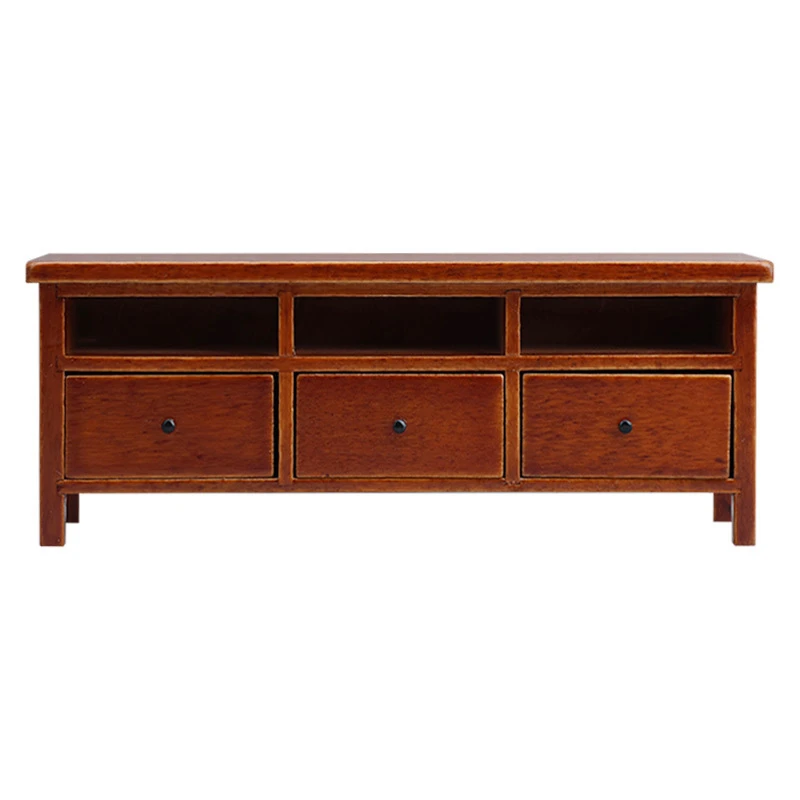 Chestnut Miniature TV Cabinet — custom doll clothing and miniature accessory