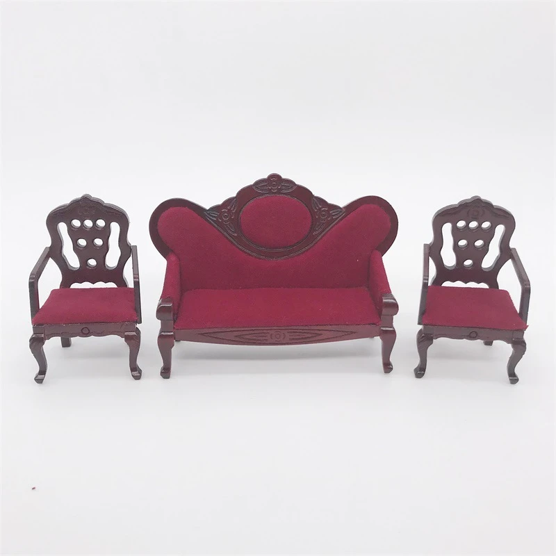 Mahogany Miniature Sofa — custom doll clothing and miniature accessory