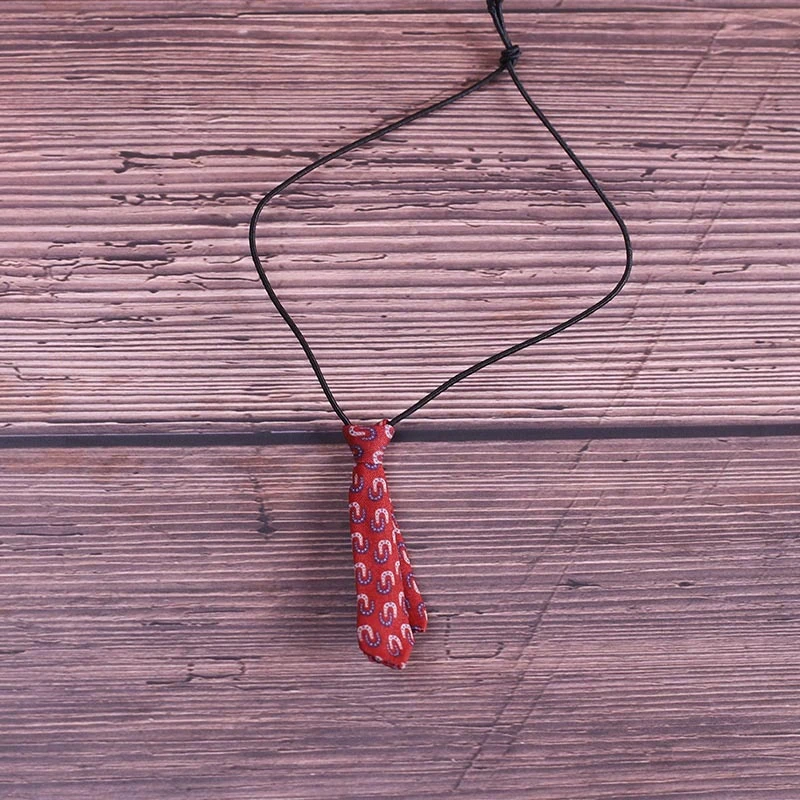 Mini Doll Bow Ties and Neckties — Red Double-U necktie