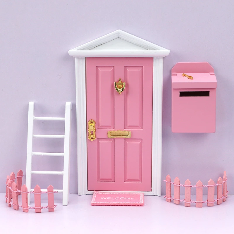 Miniature Coloured Door, Ladder, Fence and Mailbox Set — custom doll clothing and miniature accessory