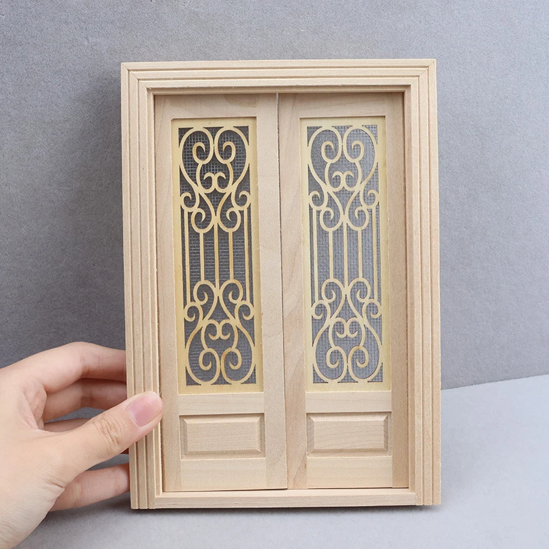Miniature Double Wooden Door — custom doll clothing and miniature accessory