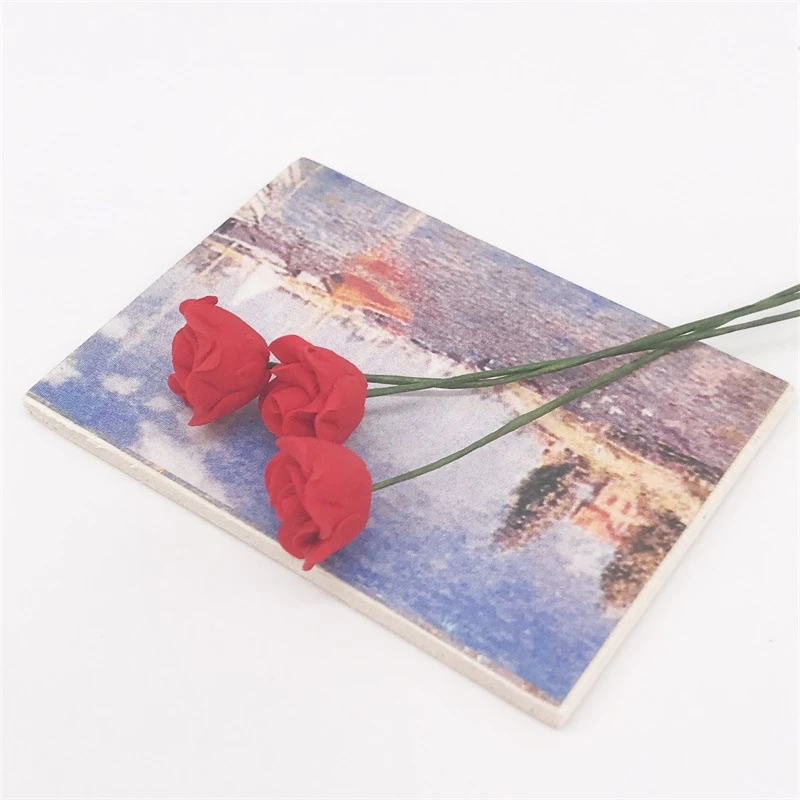 Miniature Rose Stems in Three Colours — custom doll clothing and miniature accessory