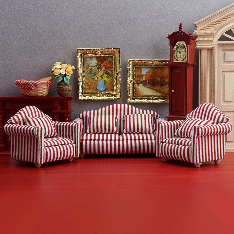 Miniature Sofa and Coffee Table Set — custom doll clothing and miniature accessory