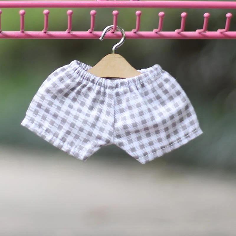 Patterned Elastic Doll Pants — Plaid elastic-waist pants